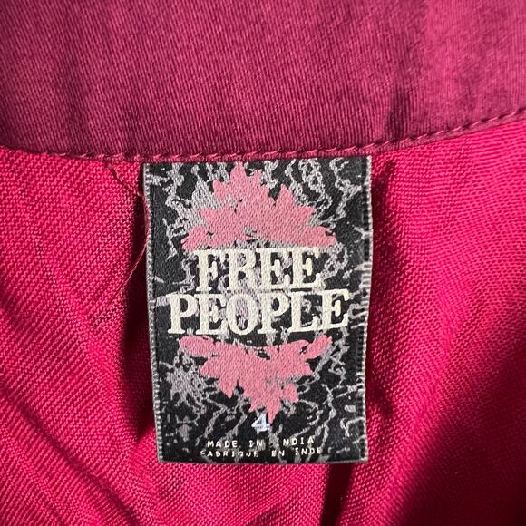 Free People Red Cold-Shoulder Floral Abstract Mini Dress Size 4 - Picture 12 of 12